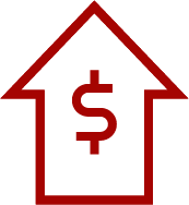 Home with dollar icon image.