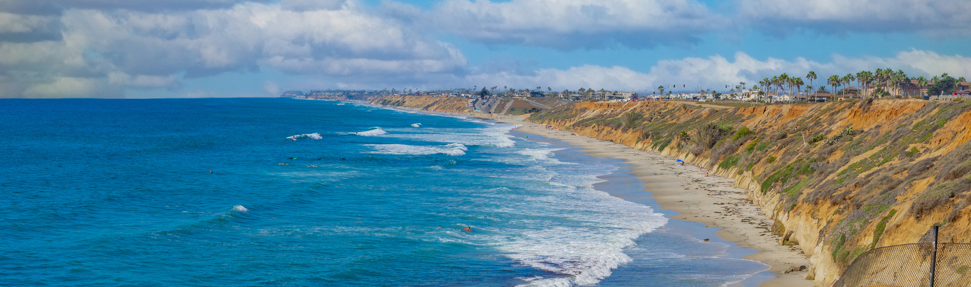 North Ponto Beach with breaking surf at Carlsbad California